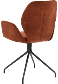 Goossens Eetkamerstoel Hera koper velvet stof met armleuning, modern design