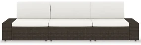 vidaXL Driezitsbank sectioneel poly rattan bruin