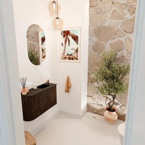 Mondiaz Joya 70cm toiletmeubel ronding links walnut met wastafel faye rechts 1 kraangat urban