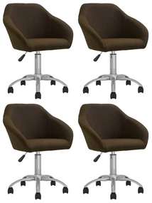 vidaXL Eetkamerstoelen draaibaar 4 st stof donkerbruin