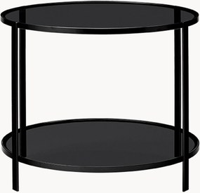 Ronde metalen bijzettafel Fumi met glazen tafelblad