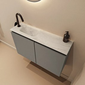 Mondiaz Ture DLux toiletmeubel 80cm smoke met wastafel opalo links met kraangat