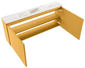 Mondiaz Ture DLux toiletmeubel 120cm ocher met wastafel frappe midden zonder kraangat