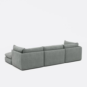 Modulaire bank, 3 zits met poef, gestructureerde stof, Malo