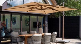 4 Seasons Outdoor Finca parasol met Wengé frame en Beach doek 400 x 300 cm  Parasol    beige weerbestendig