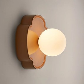 Wand- of plafondlamp bloem, keramiek en opaline glas, diameter 20 cm, HOLI