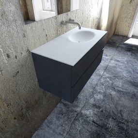 Zaro Sevilla Solid Surface badmeubel 100cm mat antraciet zonder kraangat spoelbak rechts