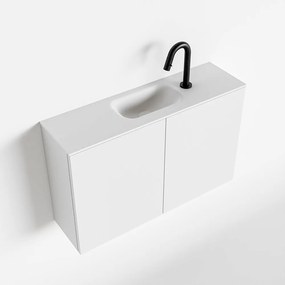 Zaro Polly toiletmeubel 80cm mat wit met witte wastafel met kraangat