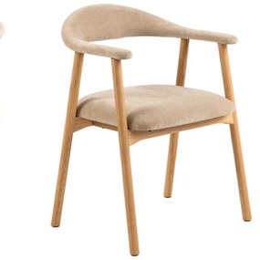 Eiken Eetkamerstoel Beige Chenille
