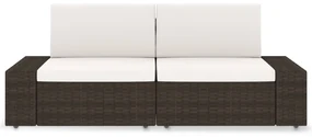 vidaXL Tweezitsbank sectioneel poly rattan bruin