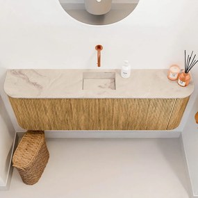 Mondiaz Joya DLux 125cm toiletmeubel ronding links/rechts oak met wastafel faye midden zonder kraangat frappe