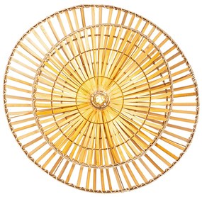 Oosterse plafondlamp zwart met naturel bamboe 62 cm - Pua