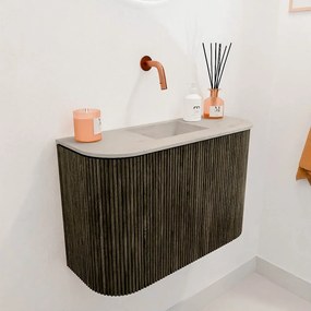 Mondiaz Joya DLux 65cm toiletmeubel ronding links/rechts shadow met wastafel faye midden zonder kraangat opalo