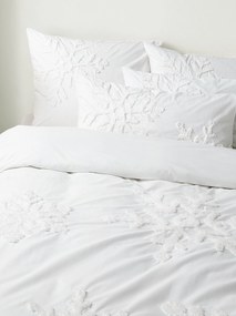 Perkalkatoenen dekbedovertrek Vidal met getuft sneeuwvlokmotief