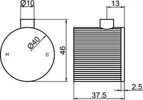 Saniclear Iron Stripes temperatuurknop voor opbouw thermostaatkranen (SK38379, SK24864 en SK24865)