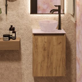 Fontana Pink Onyx Micro Marble toiletmeubel 40cm warm eiken