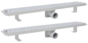 vidaXL Doucheafvoer 2 st rechthoekig bubbel 730x140 mm roestvrij staal