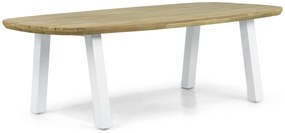 Dining Tuintafel rechthoekig 240 x 100 cm Aluminium/Teak Wit Falcon/Glasgow