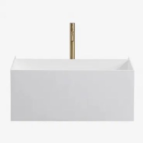 Nerine Zwevend Badkamermeubelset Van Hars Met Geïntegreerde Wastafel En Led-verlichting Wit & Spiegelloze & Goud ↑30 Cm - Sklum