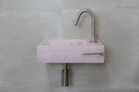 Saniclear Pink Onyx fonteinset met gebogen kraan in RVS