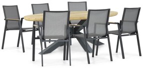 Tuinset 6 personen 240 cm Aluminium/textileen Grijs Lifestyle Garden Furniture Fiora/Diogo