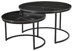 Starfurn Nova Black Ronde Salontafel Set Zwart Marmer - 70 X 70cm.