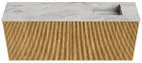 Mondiaz Joya DLux 100cm toiletmeubel oak met wastafel faye rechts zonder kraangat glace