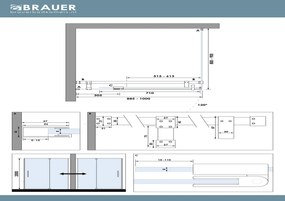 Brauer Stellar douchecabine met draaideur 100x90cm messing geborsteld PVD