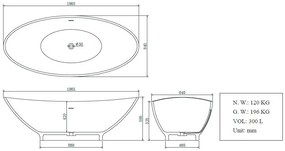 Saniclear Tana vrijstaand bad solid surface mat wit 186x84x59cm