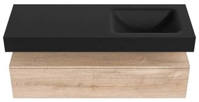 Zaro Alan badmeubel 130cm washed oak 1 lade met vrijhangende wastafel cloud rechts zonder kraangat urban