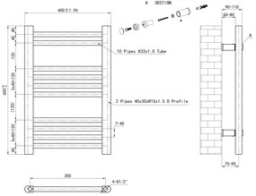 Eastbrook Wendover handdoekradiator 40x60cm 241W zwart mat