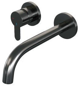 Brauer Gunmetal Edition ColdStart wastafelkraan inbouw gebogen uitloop en rozetten model D2 gunmetal geborsteld PVD