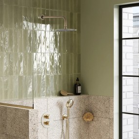 Saniclear Brass inbouw regendouche rond met 30cm hoofddouche, wandarm en 2 standen handdouche geborsteld messing - mat goud