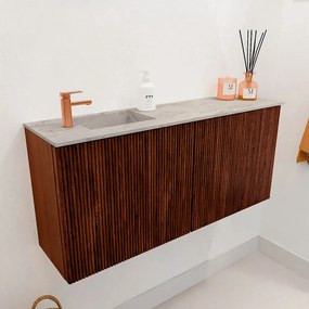 Mondiaz Joya DLux 90cm toiletmeubel ruby met wastafel faye links 1 kraangat glace
