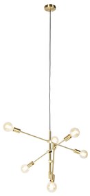 Smart hanglamp messing 6-lichts incl. Wifi G95 - Sydney Retro, Design E27 Binnenverlichting Lamp