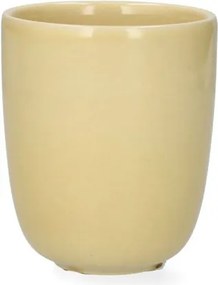 Beker, reactieve glazuur, steengoed, korengeel, Ø8 x 9,5 cm