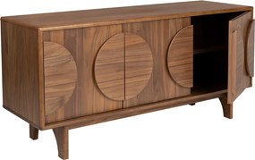 Zuiver Groove Design Dressoir Walnoot 3 Deurs 120 Cm - 120x40x58cm.