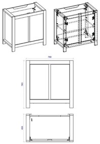 Comad Classic Oak badmeubel 80cm met witte wastafel en kraangat donker eiken