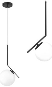 Plafondlamp Hangende Glazen Bol Wit Goud G107-1W BLACK WHITE