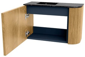 Mondiaz Joya DLux 60cm toiletmeubel ronding rechts oak met wastafel faye links zonder kraangat lava