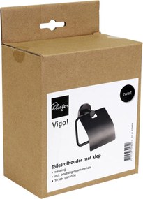 Plieger Vigo toiletrolhouder met klep mat zwart