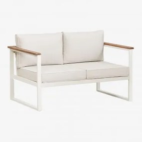 2-zits Tuinbank In Aluminium En Lipov Acaciahout Gardenia Wit - Sklum