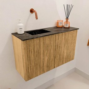 Mondiaz Joya DLux 70cm toiletmeubel oak met wastafel faye links zonder kraangat lava