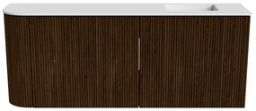 Mondiaz Joya 100cm toiletmeubel ronding links walnut met wastafel faye rechts 1 kraangat talc