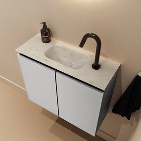 Mondiaz Ture DLux toiletmeubel 60cm plata met wastafel opalo midden met kraangat