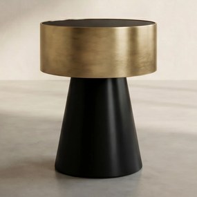 By-Boo Bunga Small Ronde Bijzettafel Zwart Met Goud - 40 X 40cm.