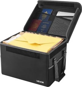 VEVOR brandwerende documentenbox, documententas, 1000 °C warmte-isolerend, waterdichte documentenbox, draagbare en opvouwbare aktetas voor paspoorten, belangrijke documenten en dossiers (zwart)