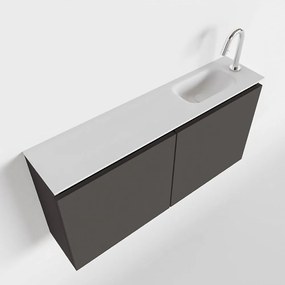 Mondiaz Ture 100cm toiletmeubel dark grey met wastafel talc rechts 1 kraangat