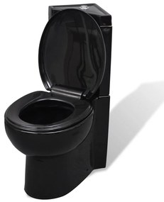 vidaXL Keramisch Toilet voor in de hoek zwart