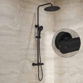 Saniclear Evolution Curved opbouw regendouche mat zwart met 30cm hoofddouche en 2 standen handdouche